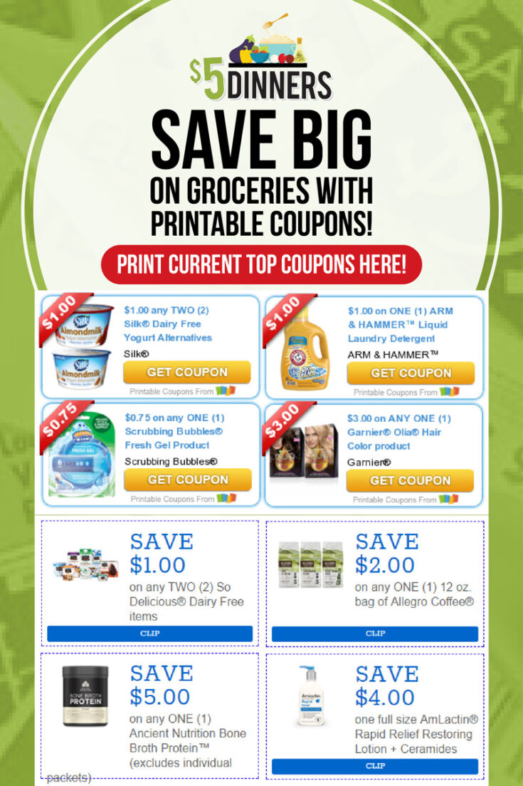 Coupons - Print & Save Big Every Week - $5 Dinners | Recipes, Meal ...