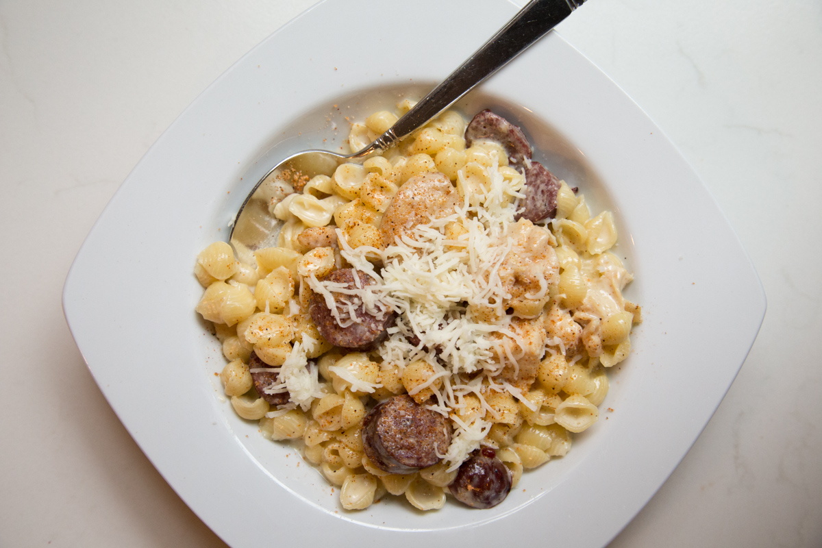 Both kids and adults will enjoy the variety within this dish! Instant Pot Chicken & Sausage Alfredo ready in just under 30 minutes on 5 Dollar Dinners!!