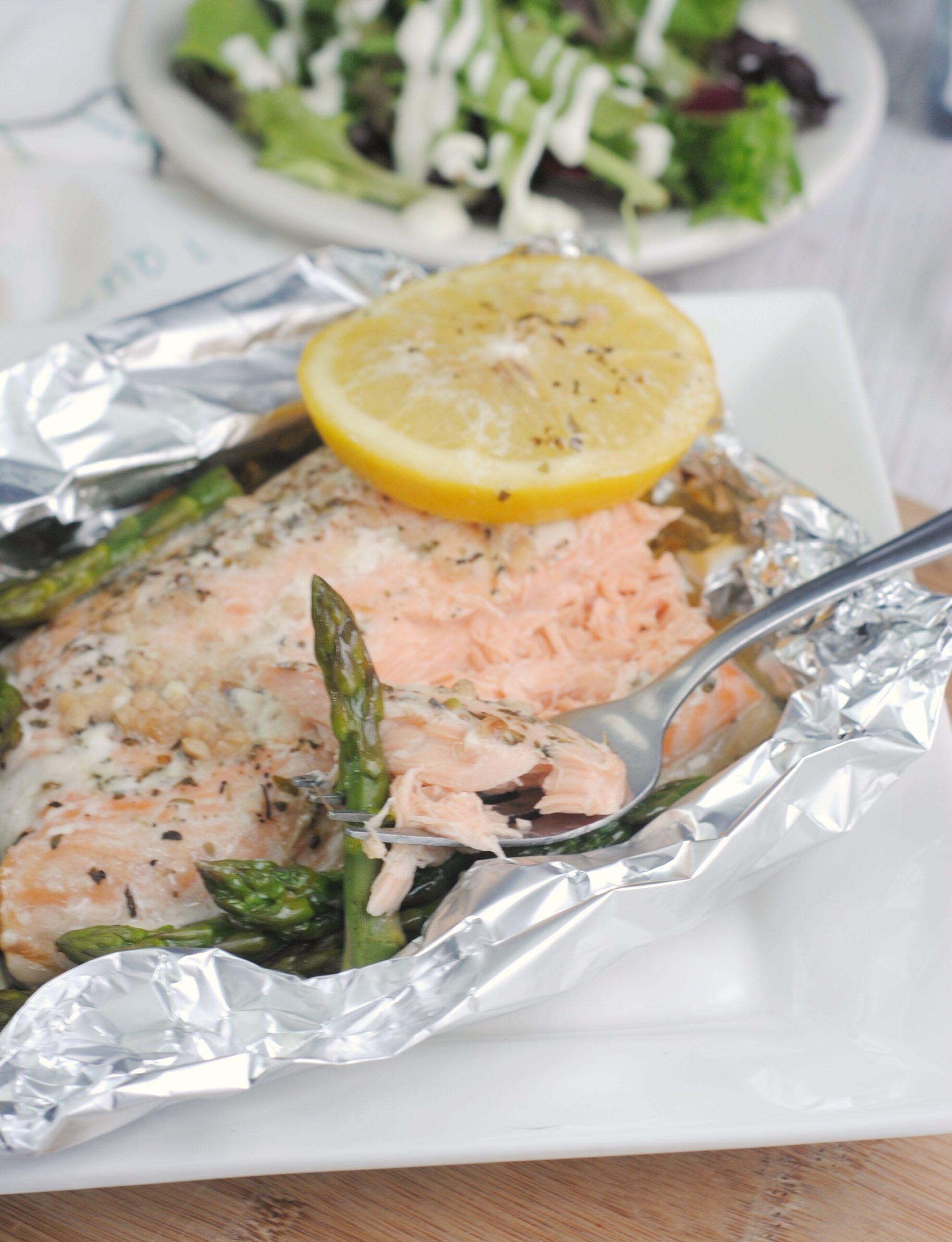 salmon and asparagus foil packs