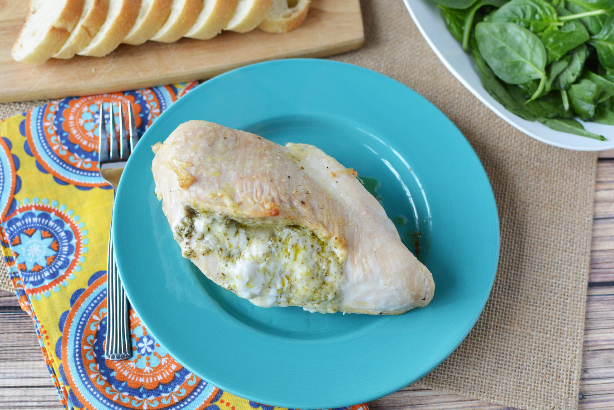 Simple ingredients for a simply delicious dish!!! This Pesto Stuffed Chicken recipe is a true winner on 5 Dollar Dinners!!