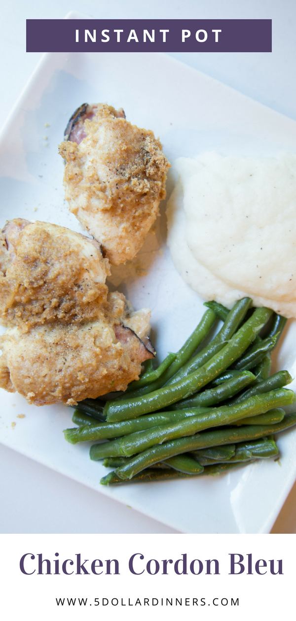 Instant Pot Chicken Cordon Bleu, the perfect quick and easy dish for a weeknight on 5 Dollar Dinners!!