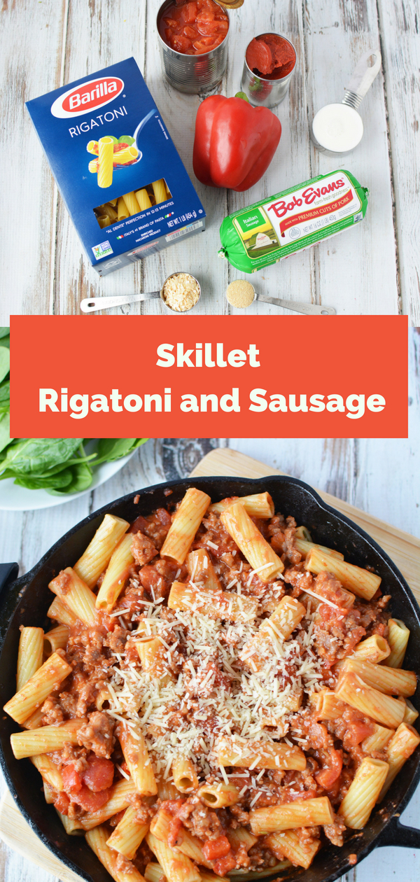 This quick and easy Skillet Rigatoni & Sausage Pasta dish will have the entire family in love with this one. Find it on 5DollarDinners.com!!!