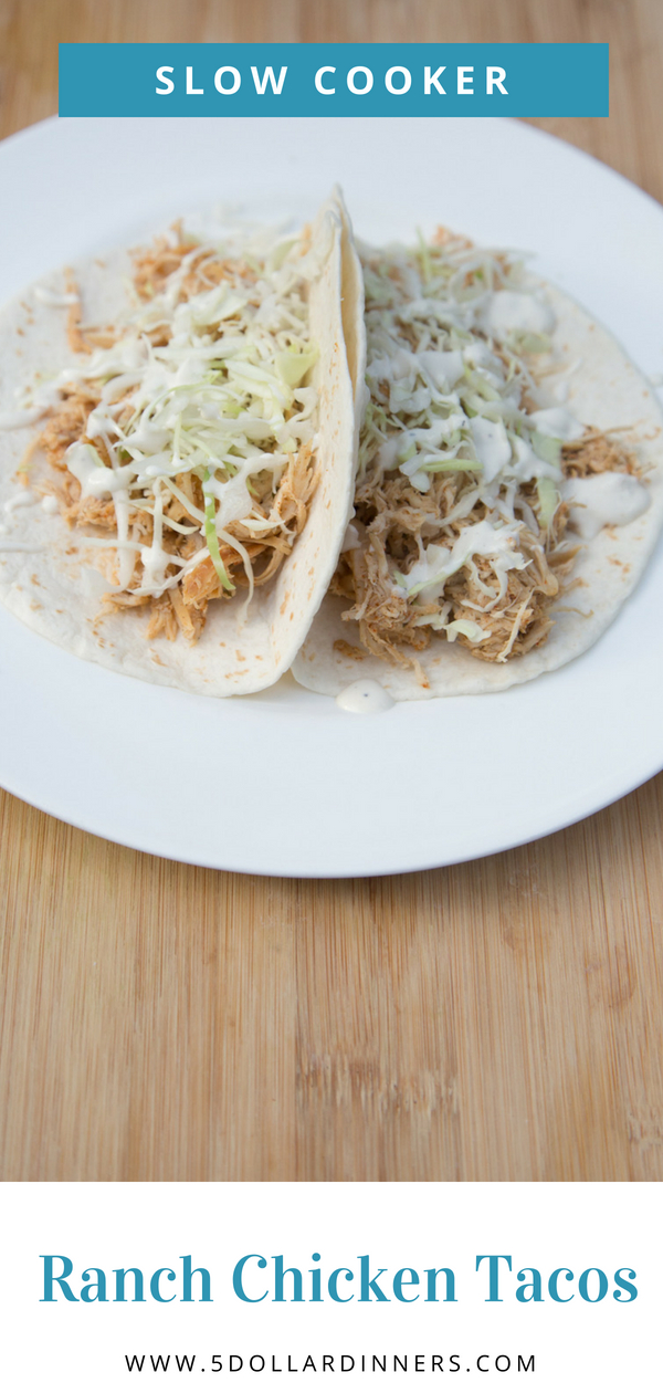 This Slow Cooker Ranch Chicken Tacos dish will be a hit on 5 Dollar Dinners!!!