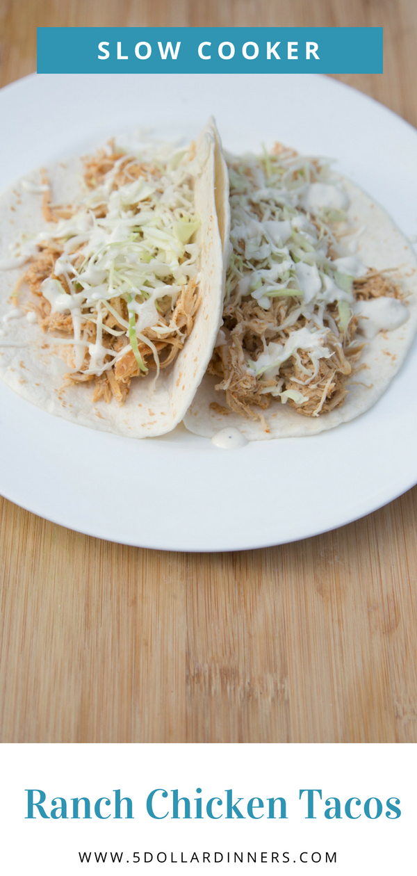 This Slow Cooker Ranch Chicken Tacos dish will be a hit on 5 Dollar Dinners!!!