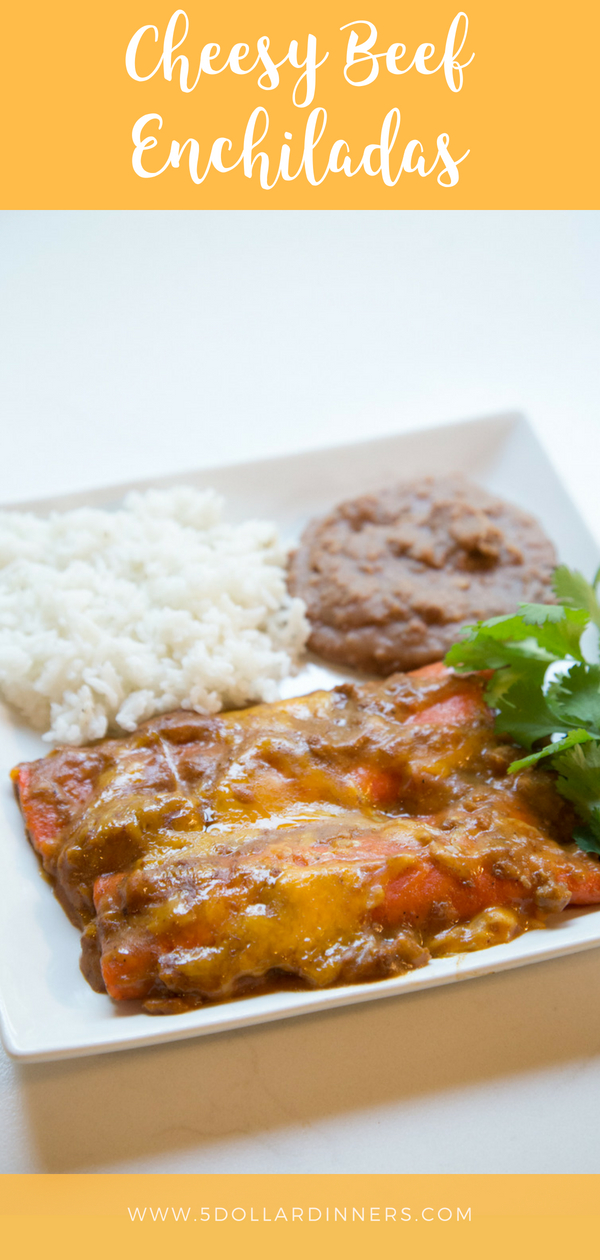 Cheesy Beef Enchiladas would be the perfect dish to spice up your menu...on 5 Dollar Dinners!!!