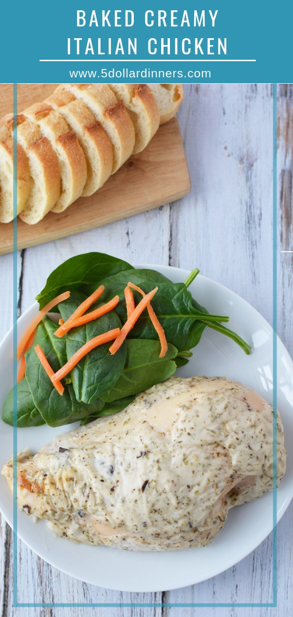 Baked Creamy Italian Chicken for the win!!! A great weeknight dinner the whole family will love and it's all on 5 Dollar Dinners!