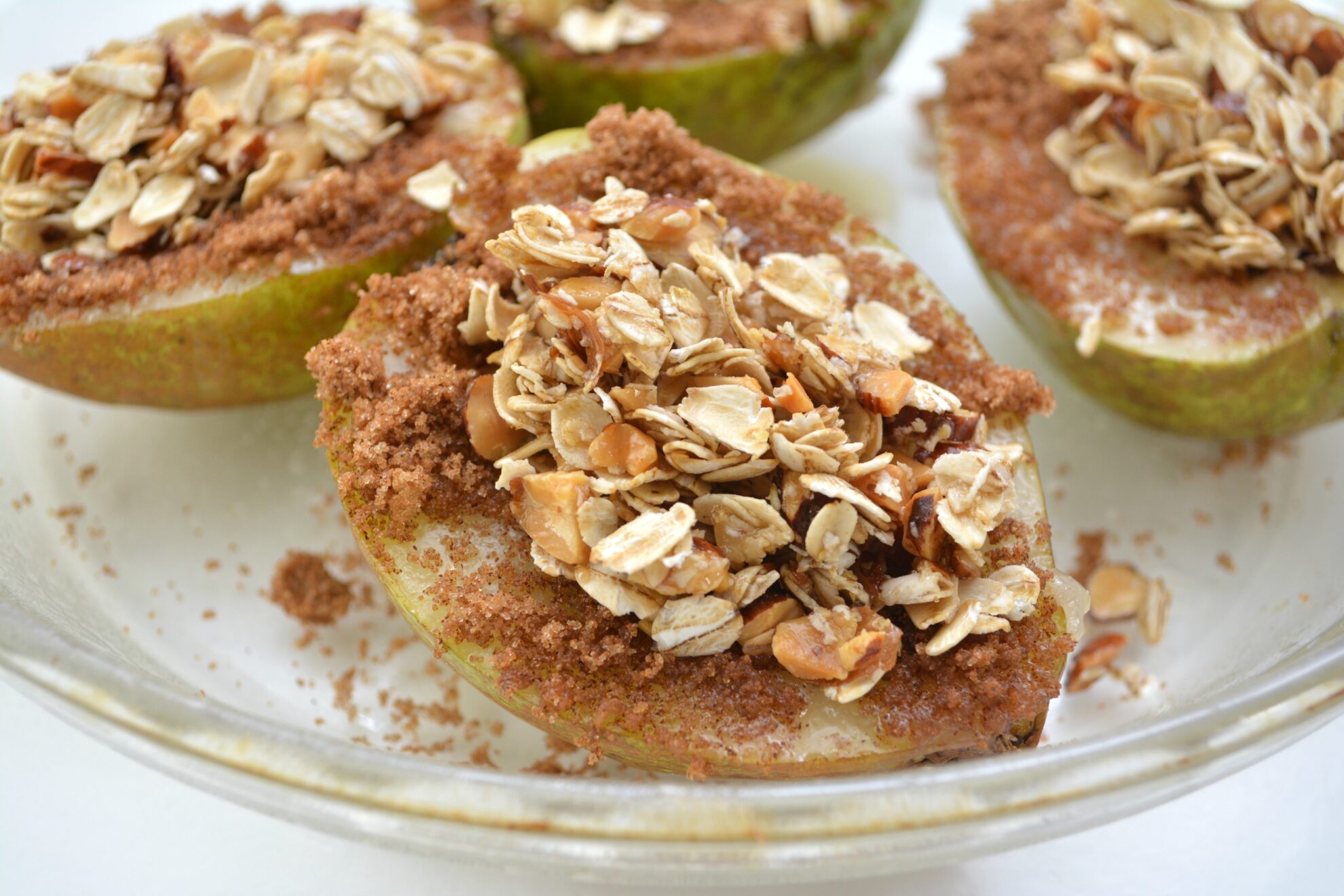 Baked Pears with Oats and Almonds are the perfect dessert or breakfast and it's all on 5 Dollar Dinners!