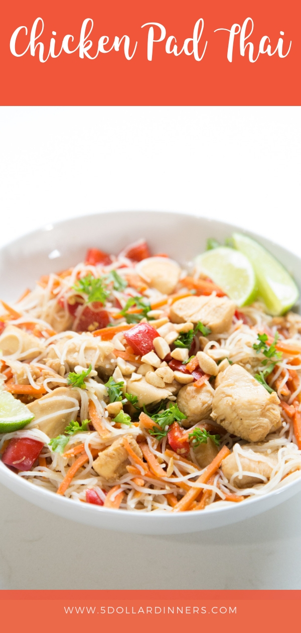 In just 30 minutes you could be whisked away abroad with this delicious Chicken Pad Thai recipe. Find it all on 5DollarDinners.Com