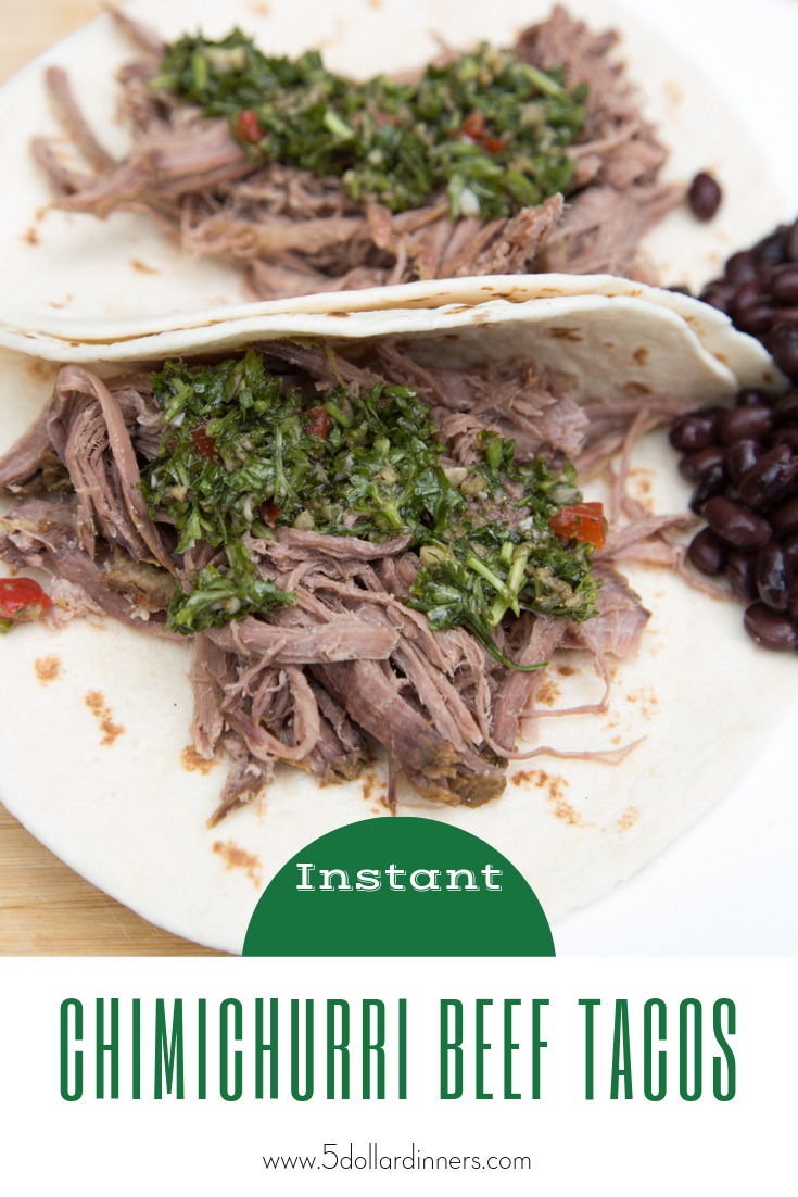 Quick and easy recipe for Instant Pot Chimichurri Beef Tacos