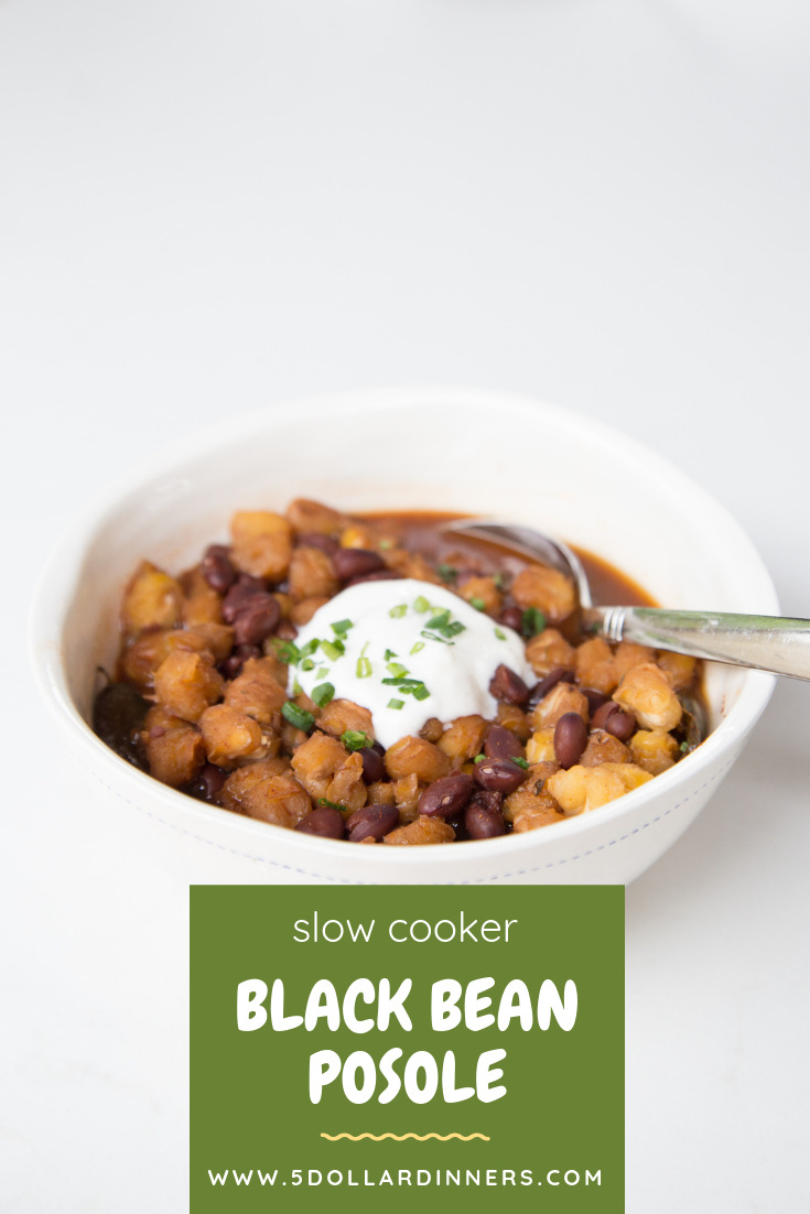 Slow Cooker Black Bean Posole - A Vegetarian Twist on a Favorite Mexican Soup!