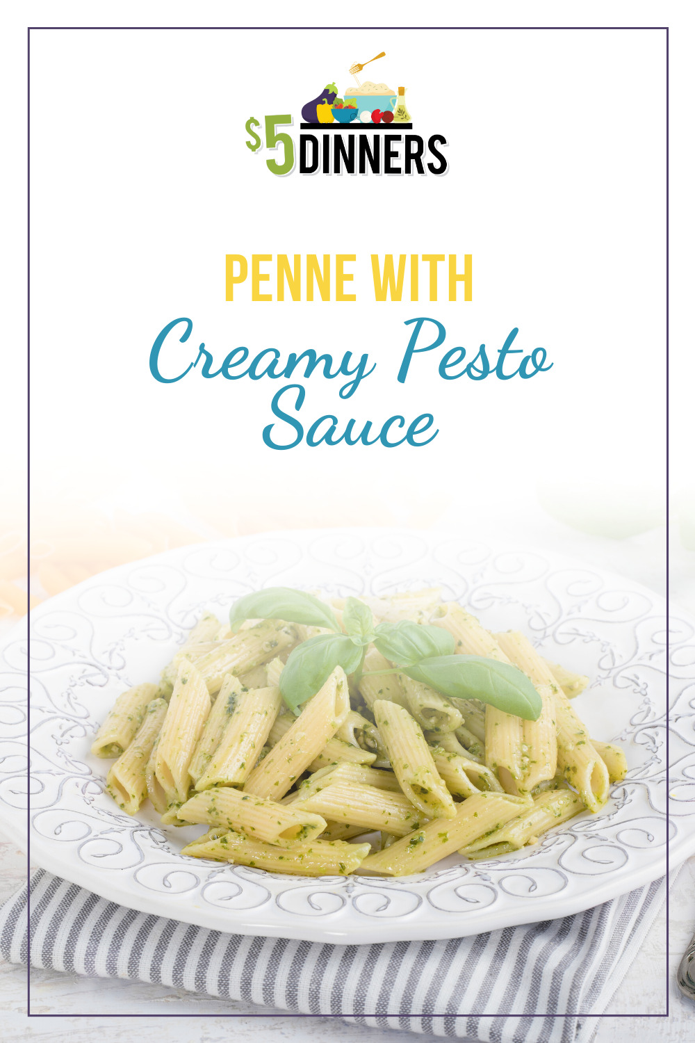 penne with creamy pesto sauce