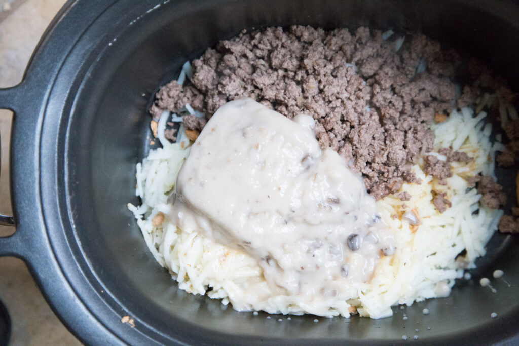 Slow Cooker Hashbrown Beef Bake