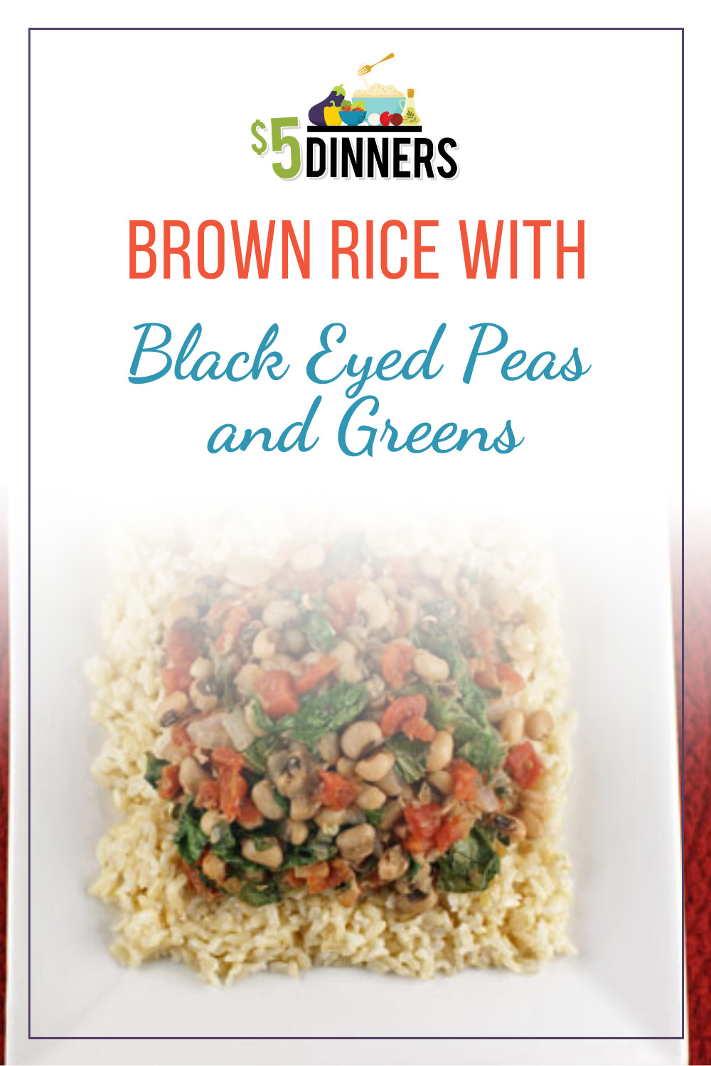 brown rice with black eyed peas and greens