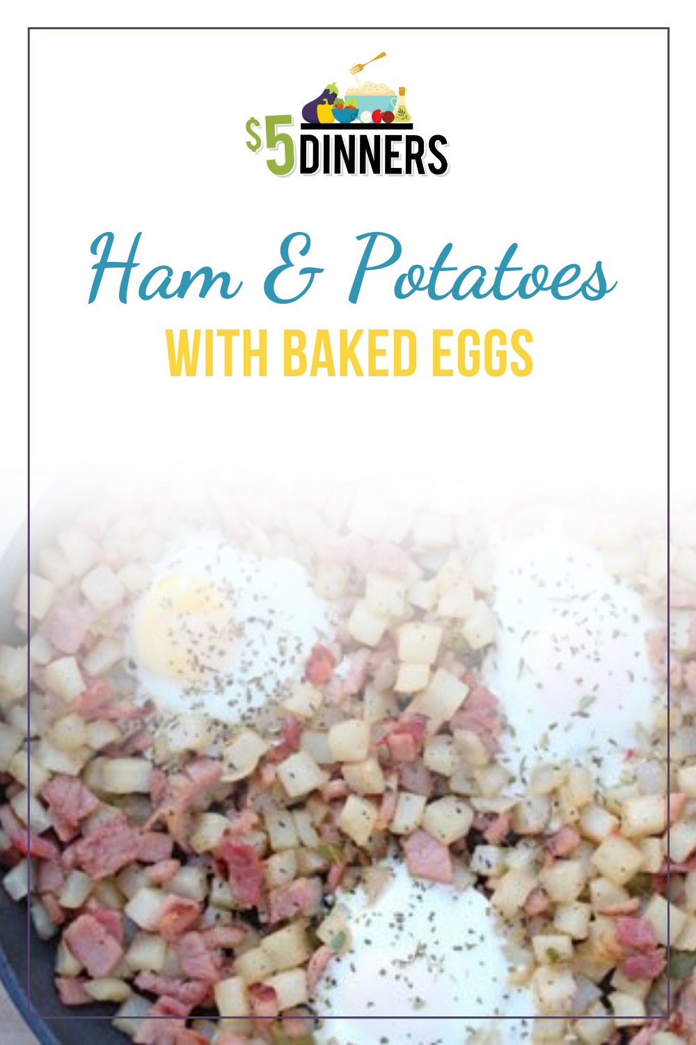 ham & potatoes with baked eggs