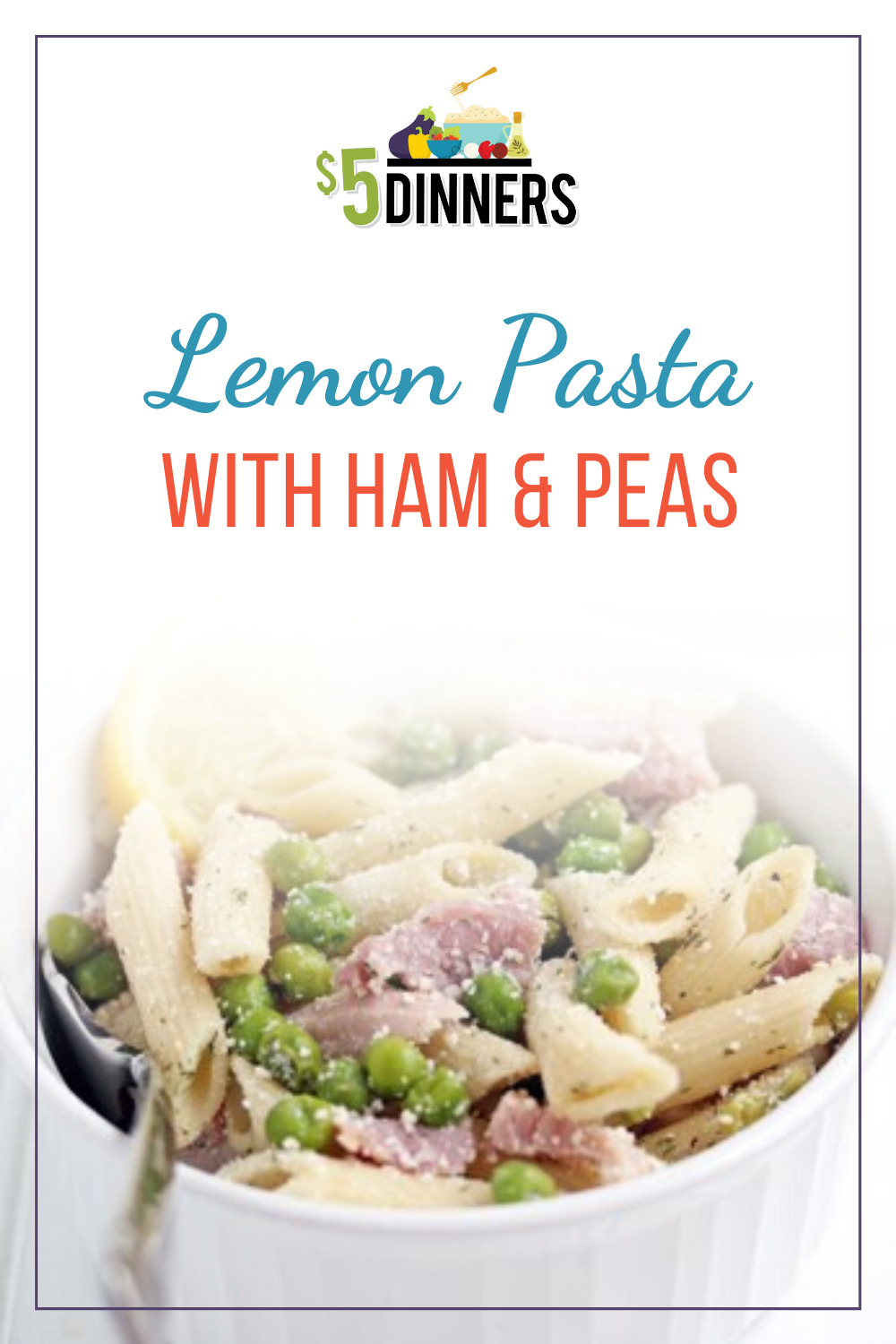 lemon pasta with ham and peas