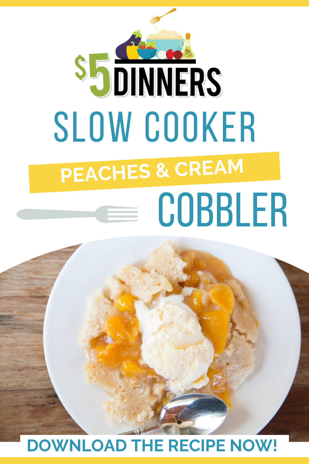 slow cooker peaches and cream cobbler