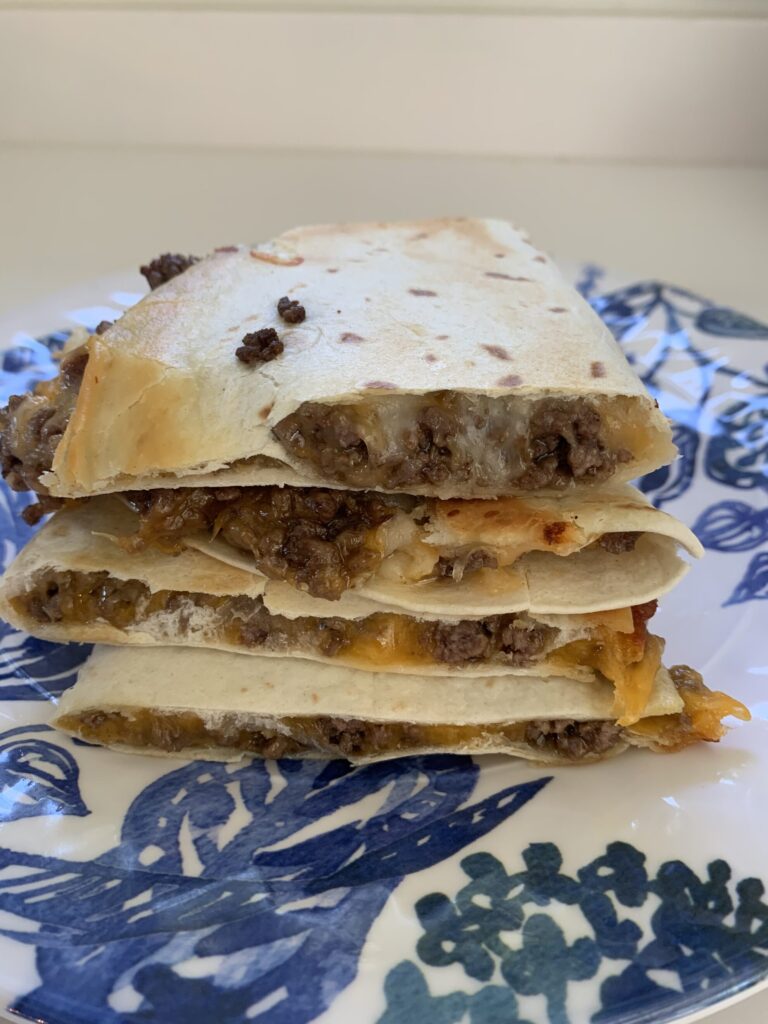 cheesy beef quesadillas