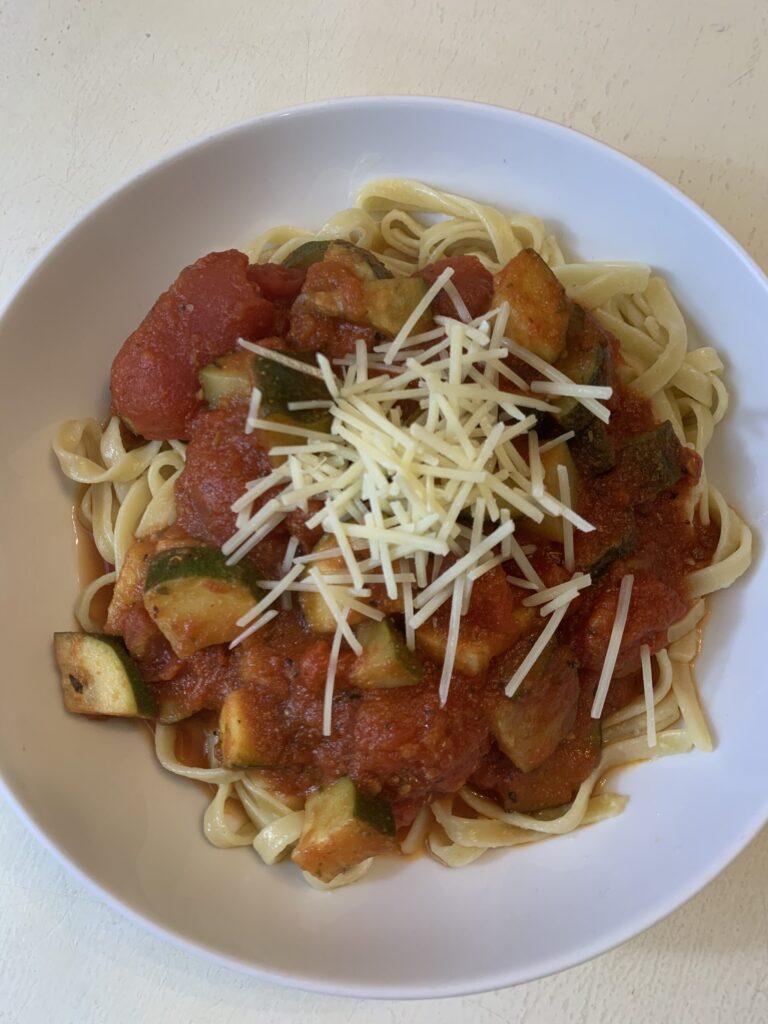 pasta with zucchini tomato sauce