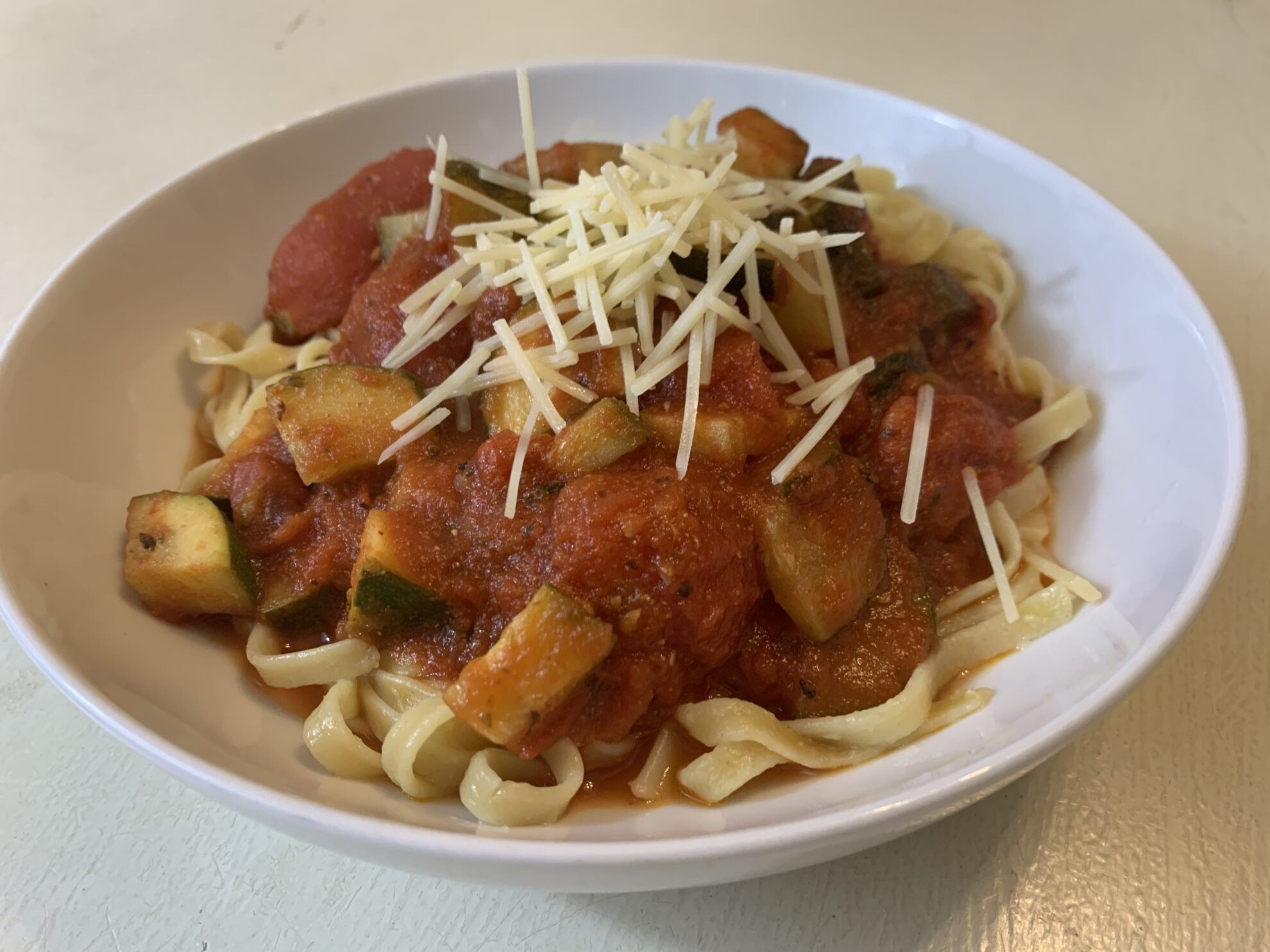 pasta with zucchini tomato sauce