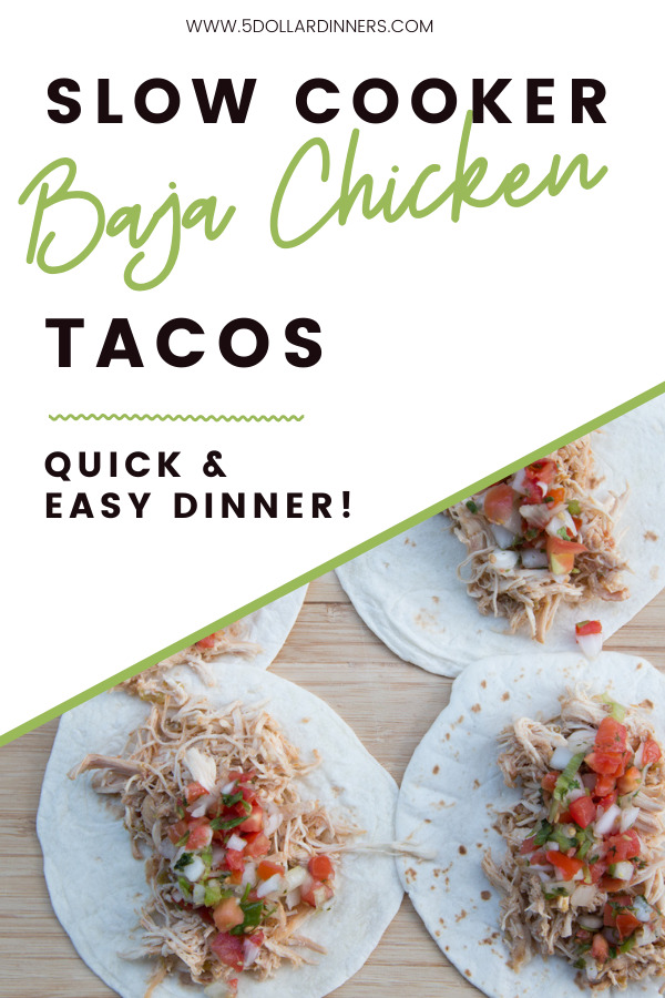 slow cooker baja pulled chicken tacos