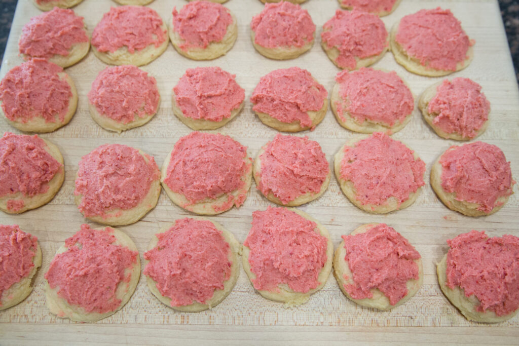 Sugar Cookies with Strawberry Frosting