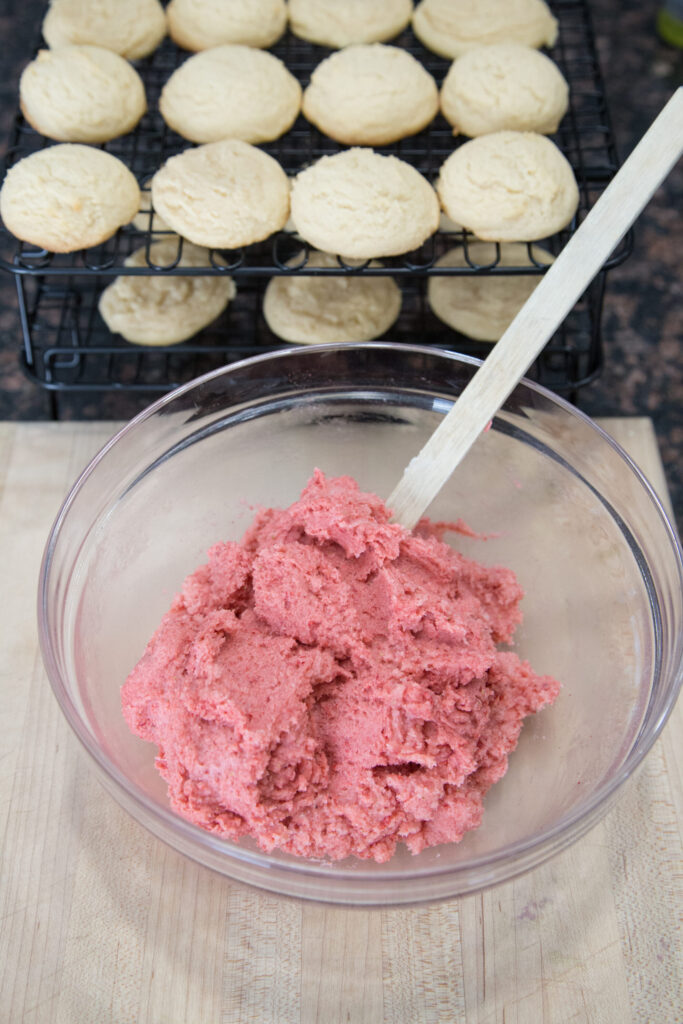 Sugar Cookies with Strawberry Frosting