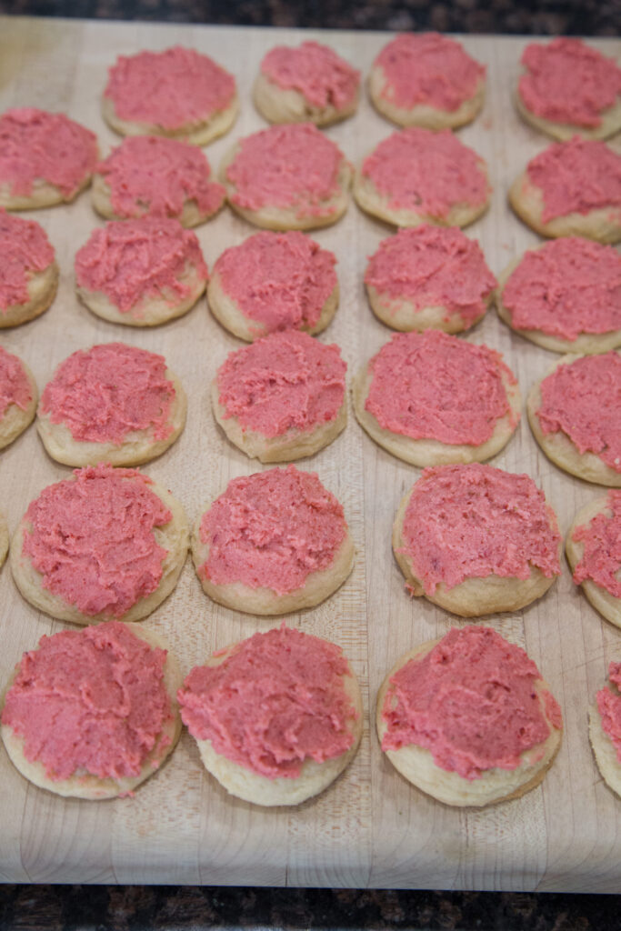 Sugar Cookies with Strawberry Frosting
