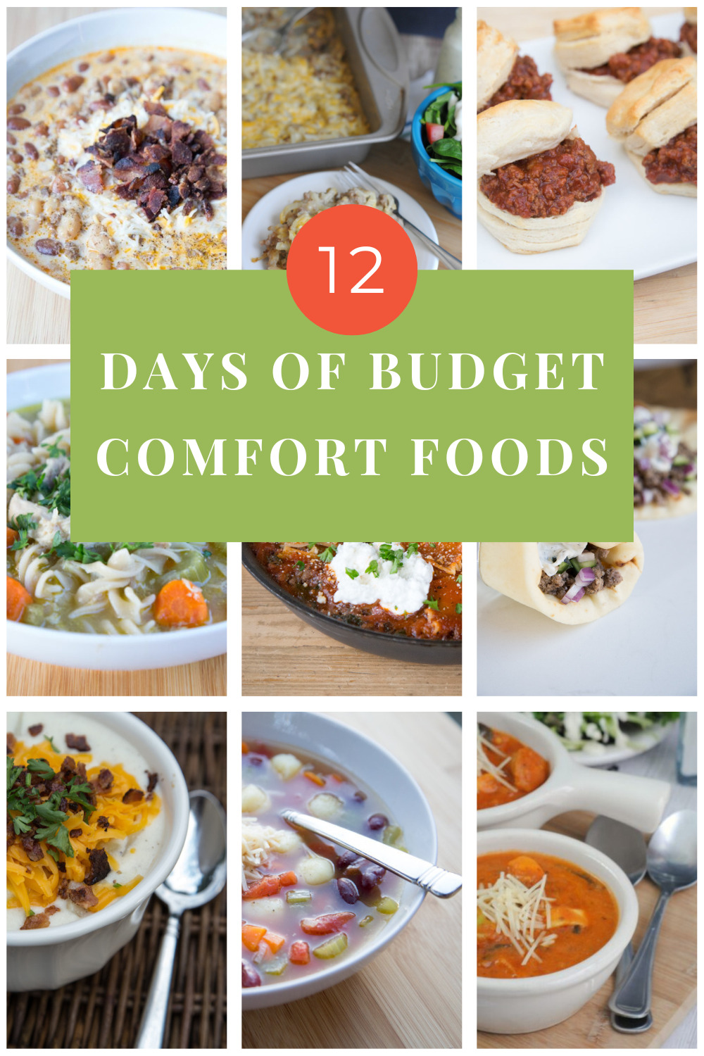 12 jours d'aliments réconfortants économiques