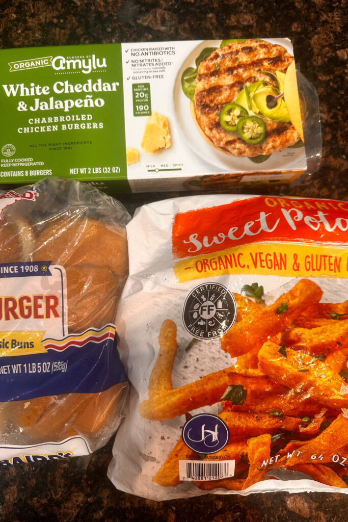 Chicken Burgers and Sweet Potato Fries