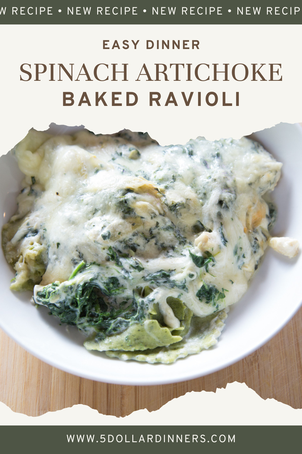 Spinach Artichoke Baked Ravioli 5 Dinners Budget Recipes, Meal