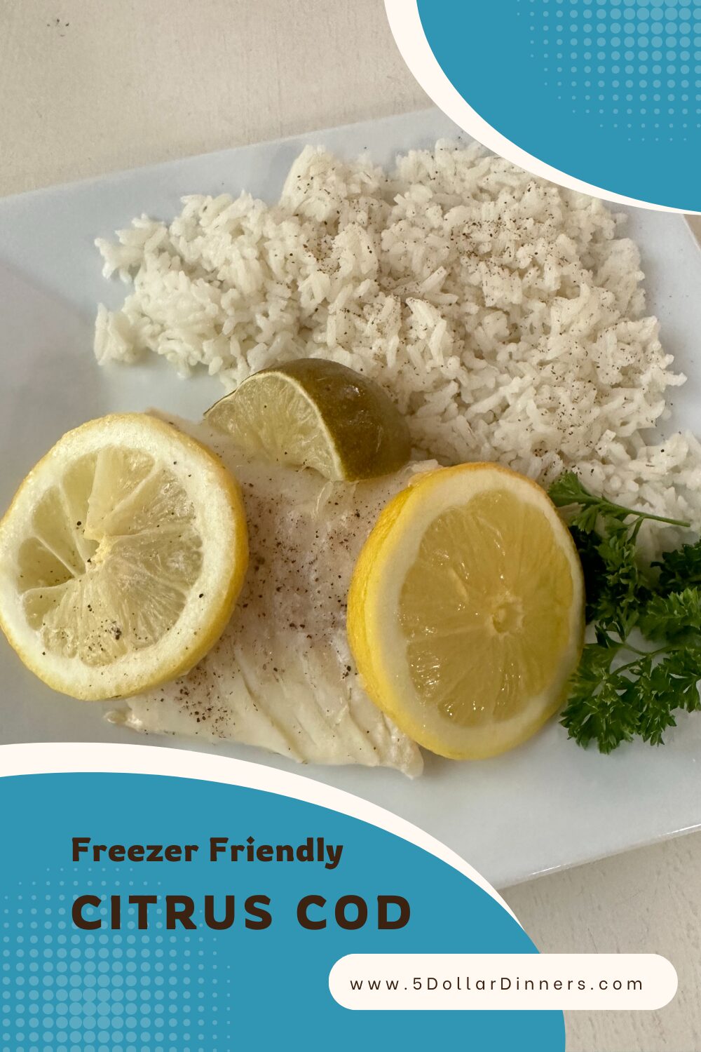 Citrus Cod - $5 Dinners | Budget Recipes, Meal Plans, Freezer Meals