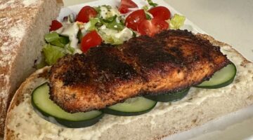 Freezer Friendly Blackened Salmon Sandwich